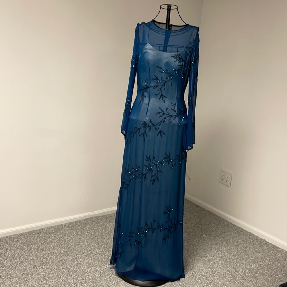 Brand new Blue Beaded evening gown sz 8